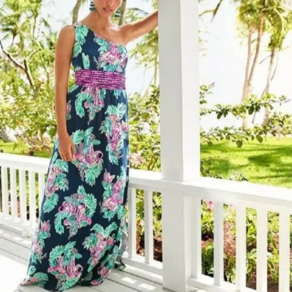 Lilly Pulitzer Malia One Shoulder Maxi Dress
